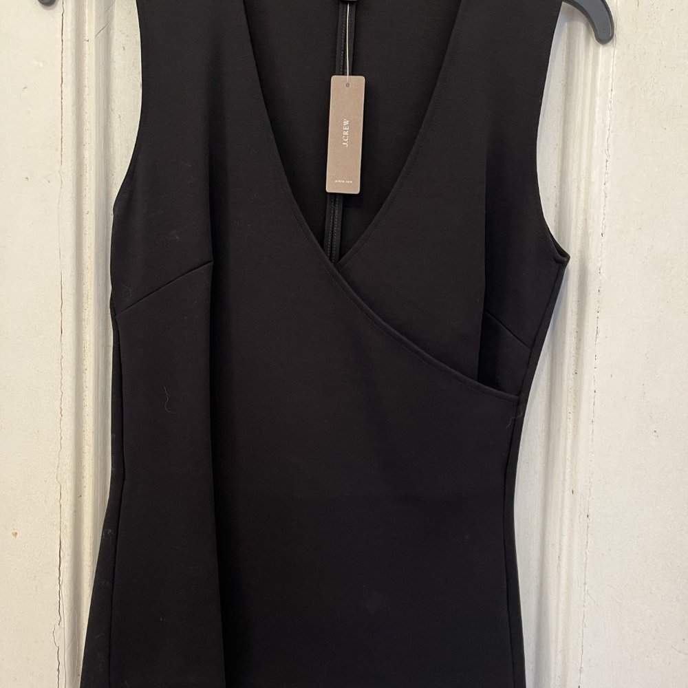 J.Crew: Faux-wrap Sleeveless Top In Eco Ponte For Women Black XS